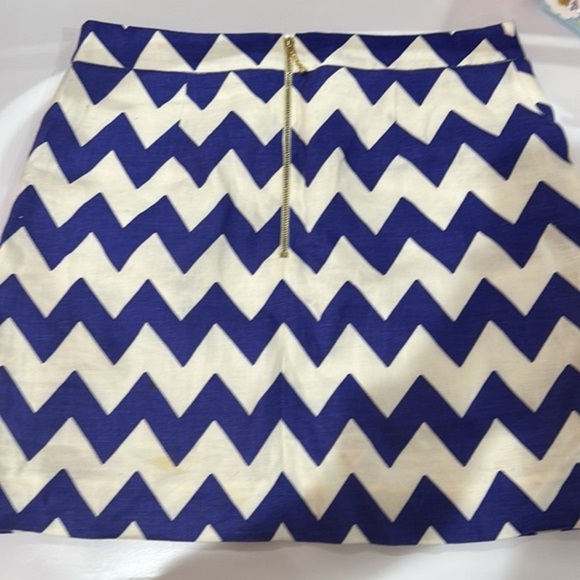 Kate Spade 100% Linen Robbie Skirt Chevron Blue White Mini Skirt - Picture 3 of 7